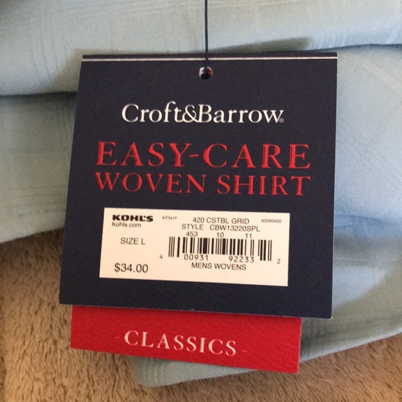 Croft & Barrow Large light blue woven button down New - Picture 4 of 6